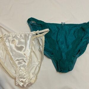 Vintage Lingerie 2 Piece Bundle, One 100% Silk, Floral Lace Sexy